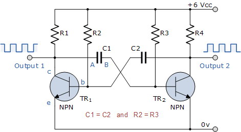 Flip Flop 2 Transistor (Astabil Multivibrator)