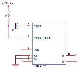 Rangkaian Dasar Monostable Multivibrator IC74LS121,Rangkaian Monostable Multivibrator IC74LS121,Monostable Multivibrator IC74LS121